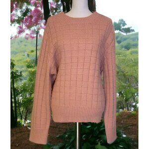 American Eagle Outfiters Womens Chunky Knit Crew Neck Sweater Size XL Peach